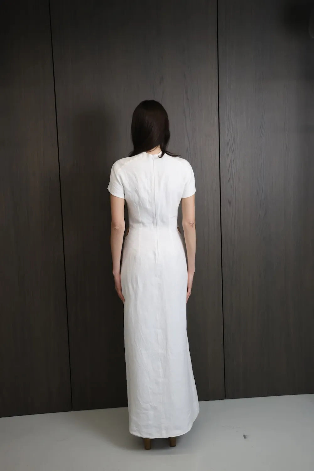 MISA White Linen Long Dress