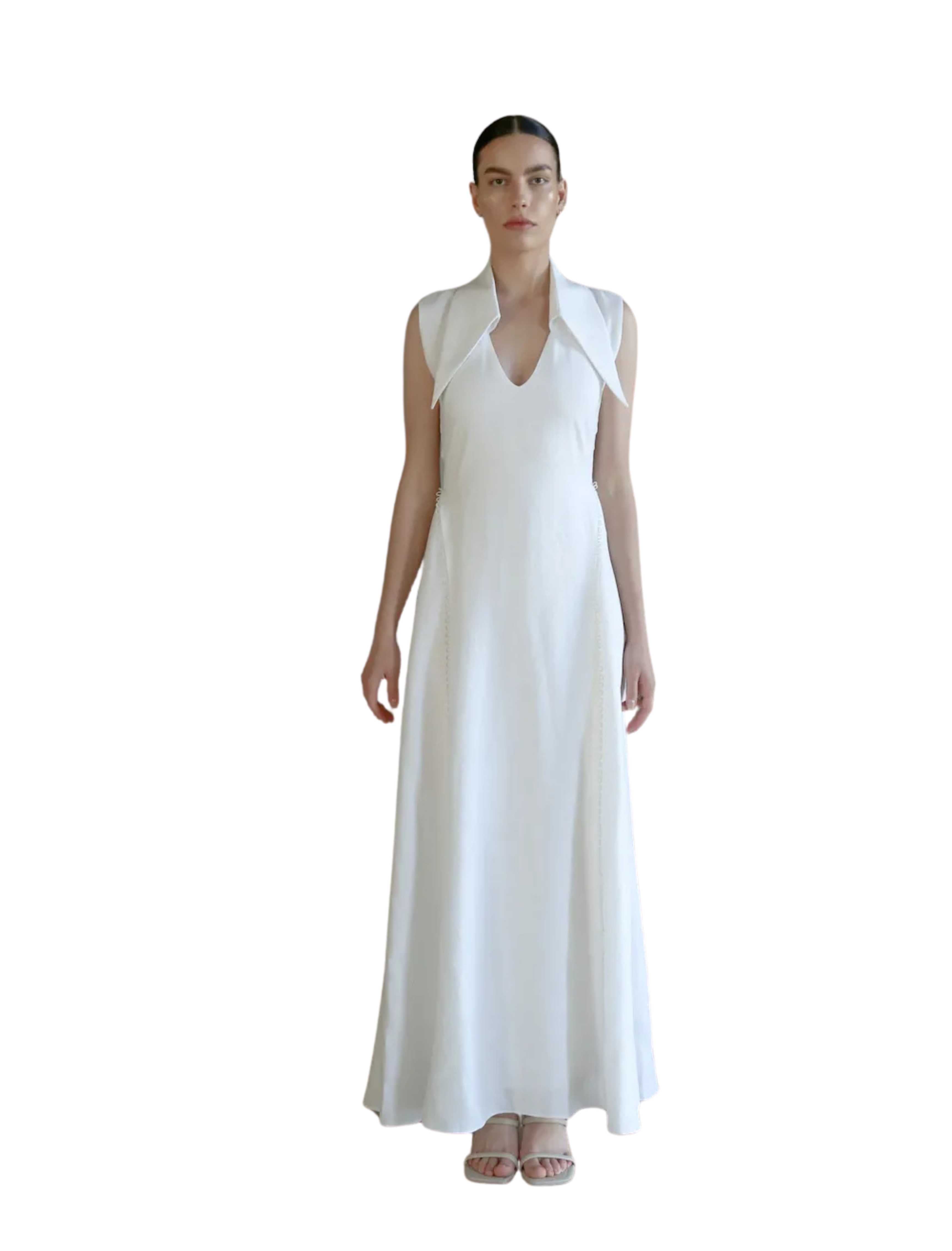 Amari Sleeveless Maxi White Linen Dress