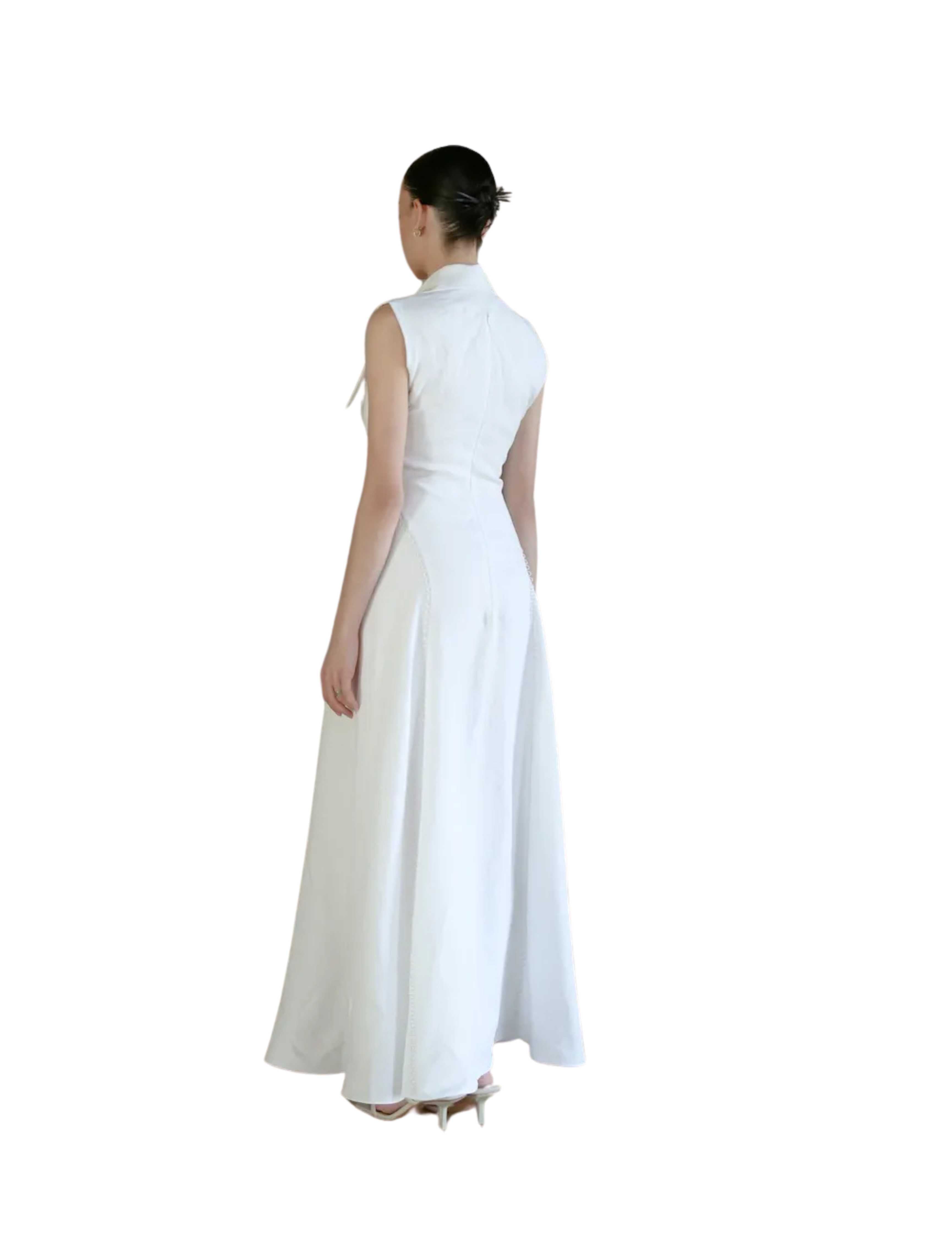 Amari Sleeveless Maxi White Linen Dress
