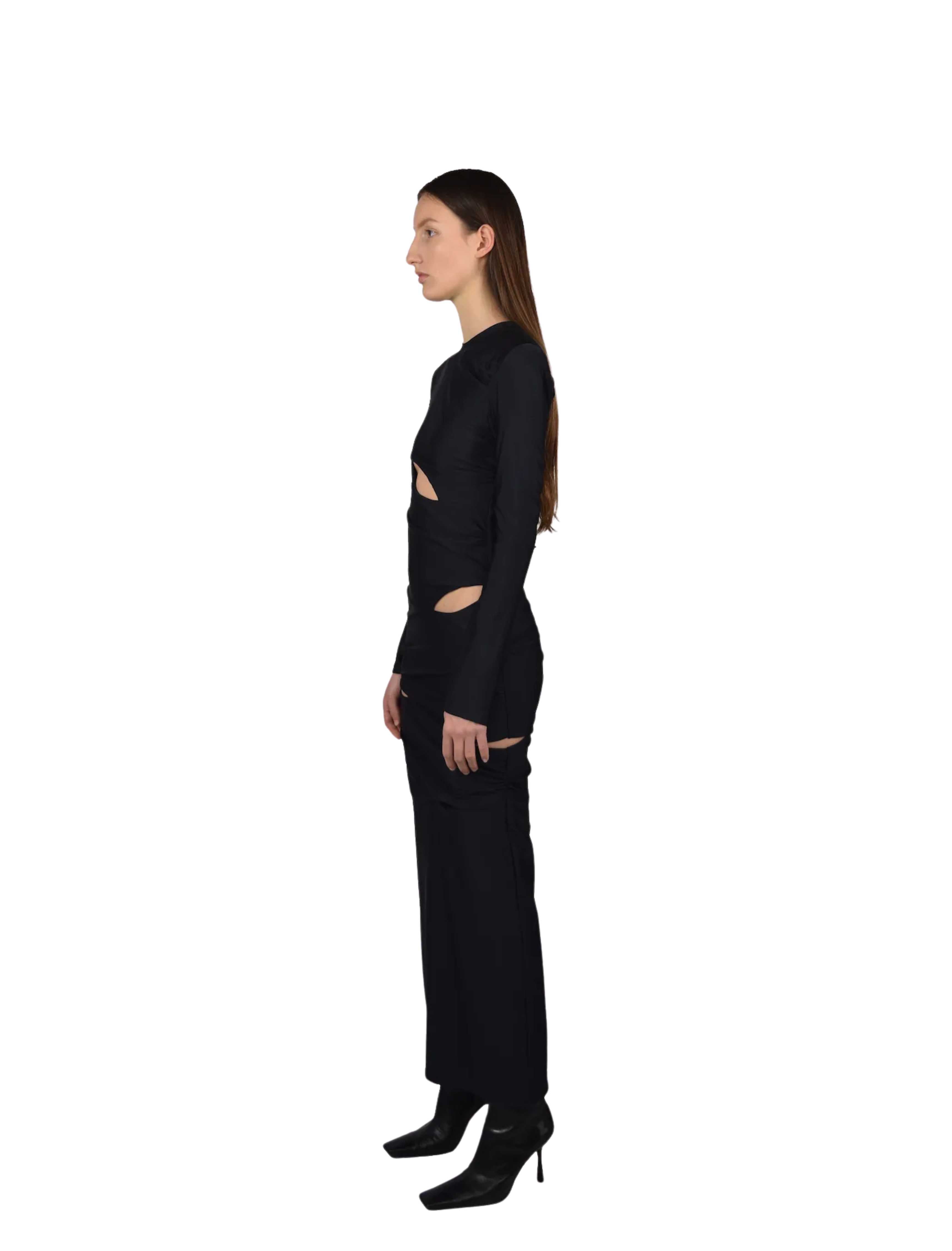Zelle Black Long Dress with Cut Outs