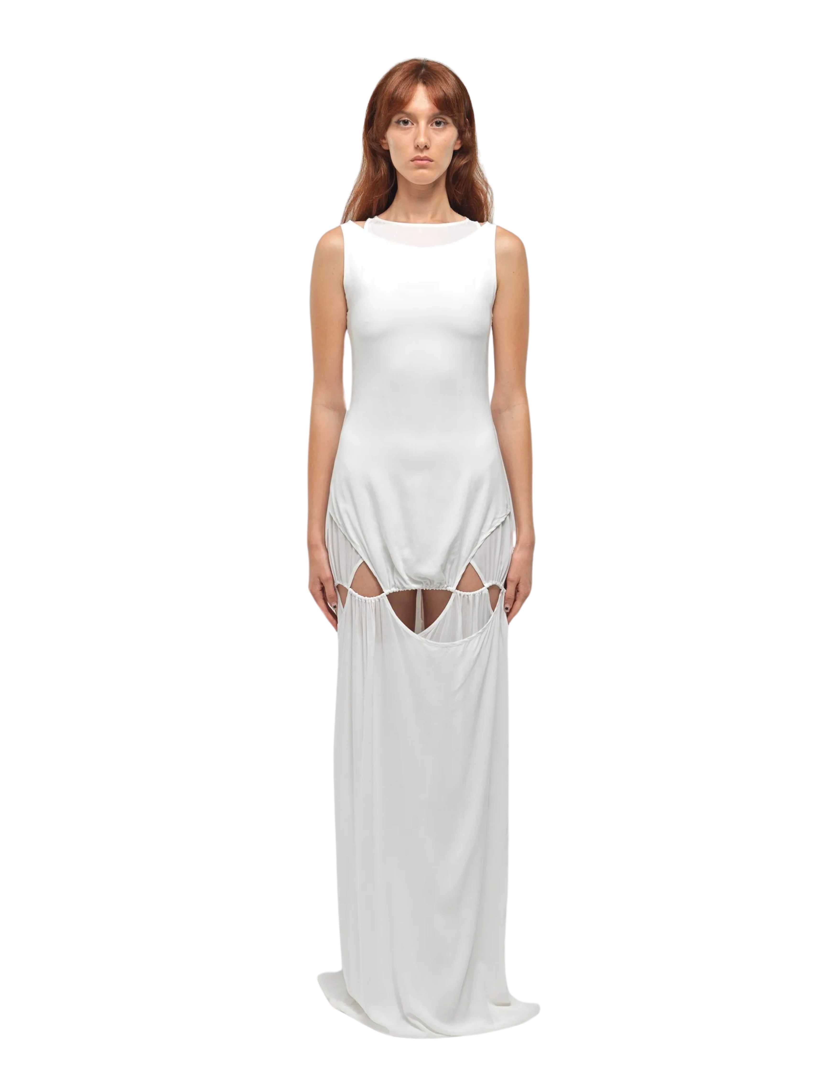 Zirdi White Cut-out Long Dress