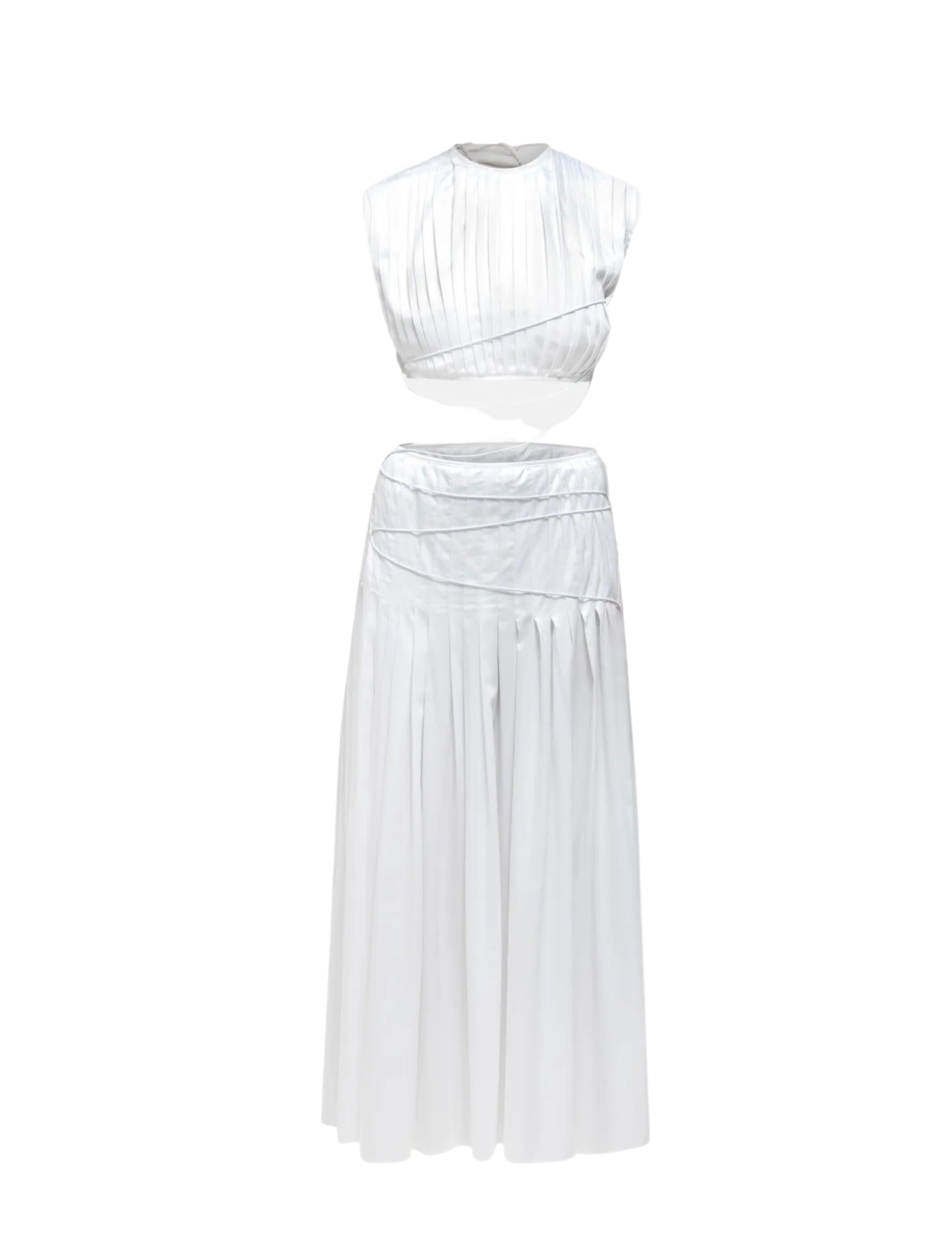 Ersin White Pleated Two Piece Dress
