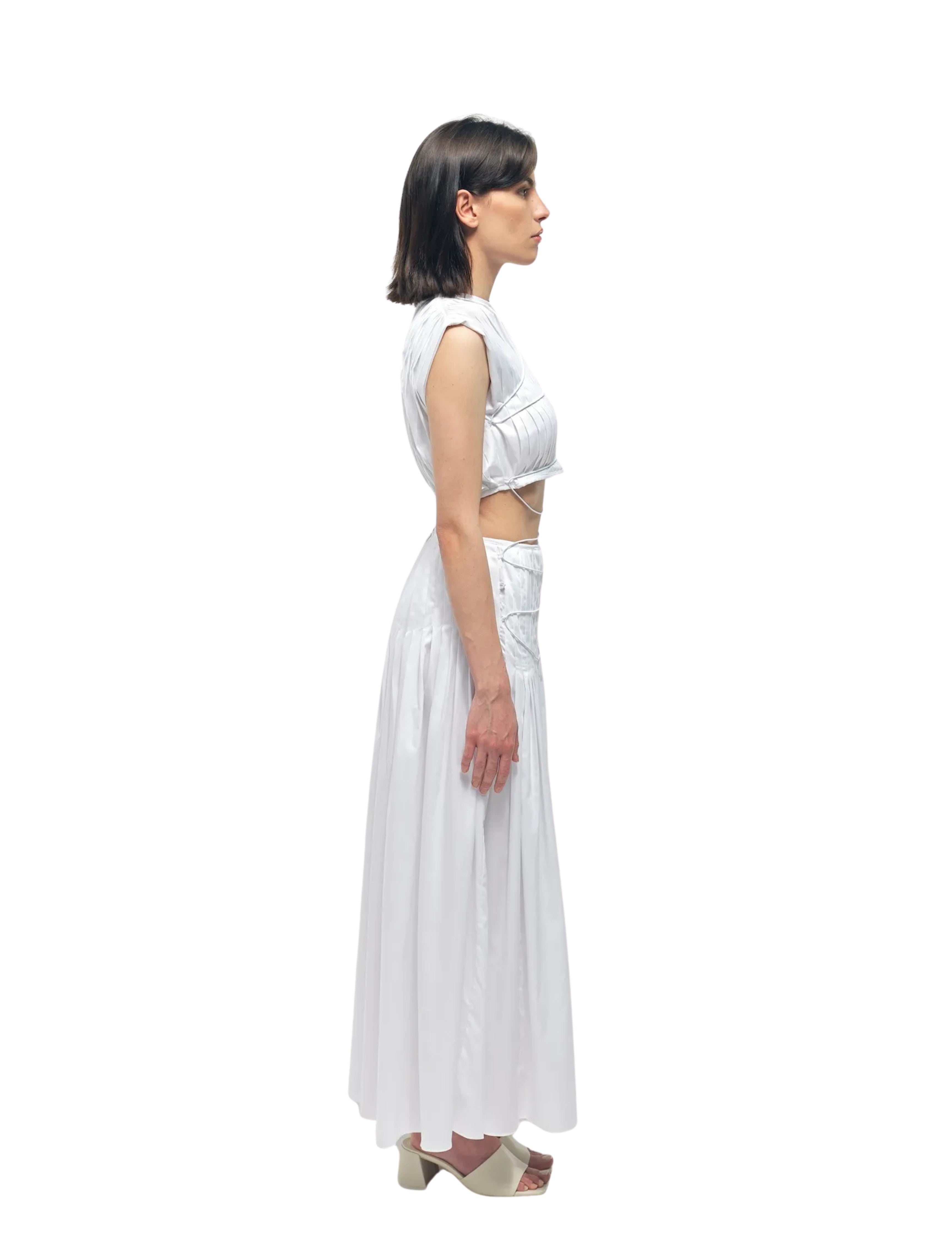 Ersin White Pleated Two Piece Dress