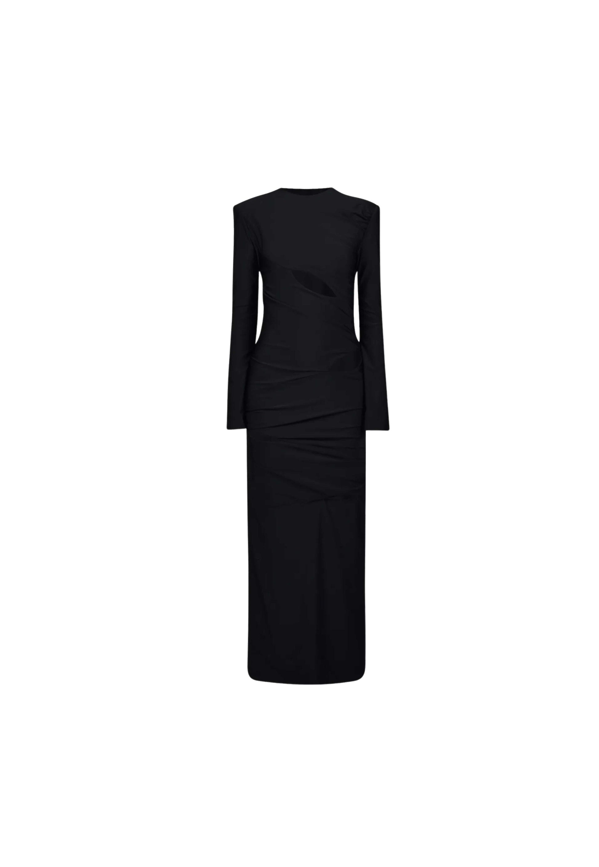 Zelle Black Long Dress with Cut Outs