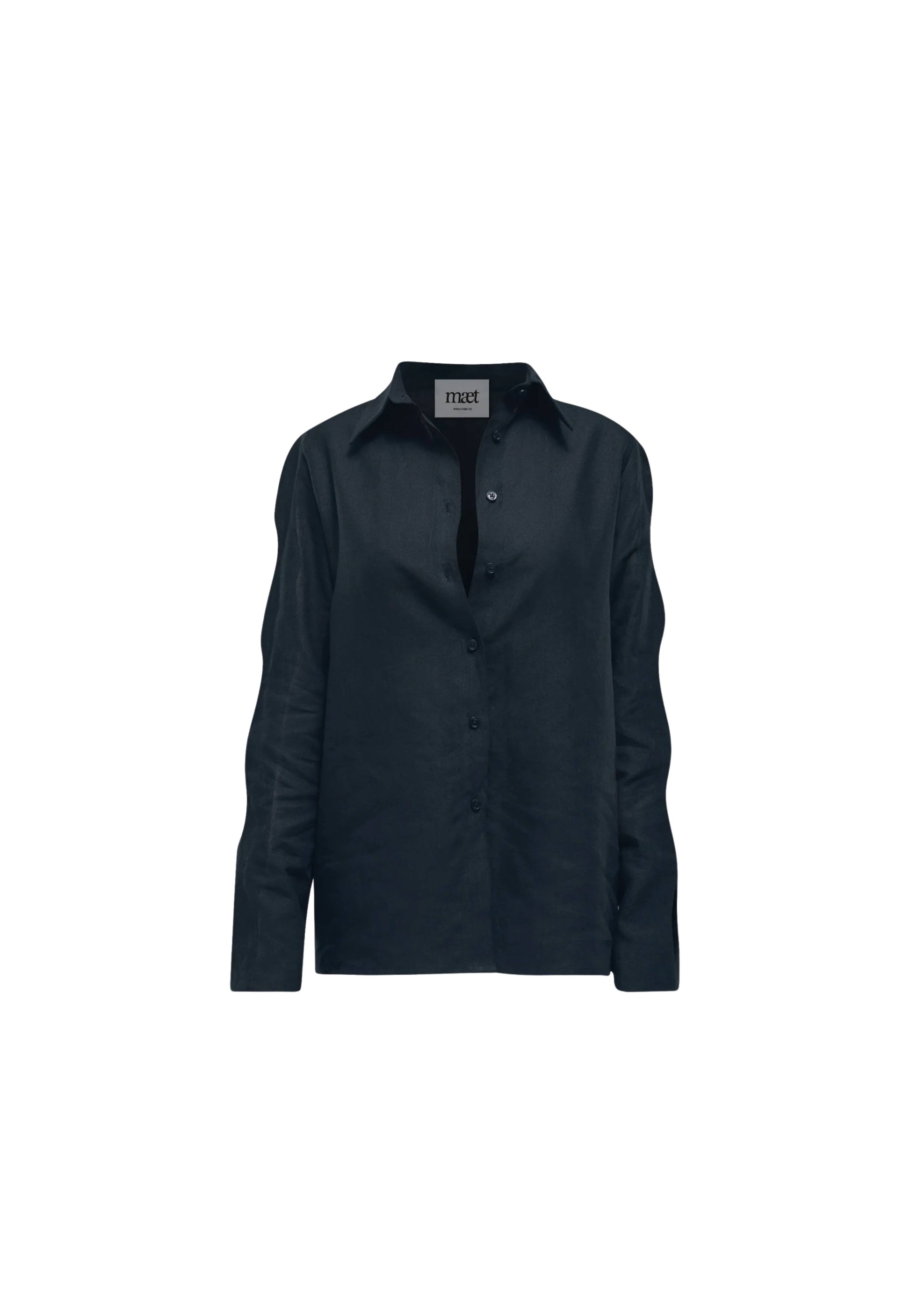 NEREUS Black Cut-Out Linen Shirt