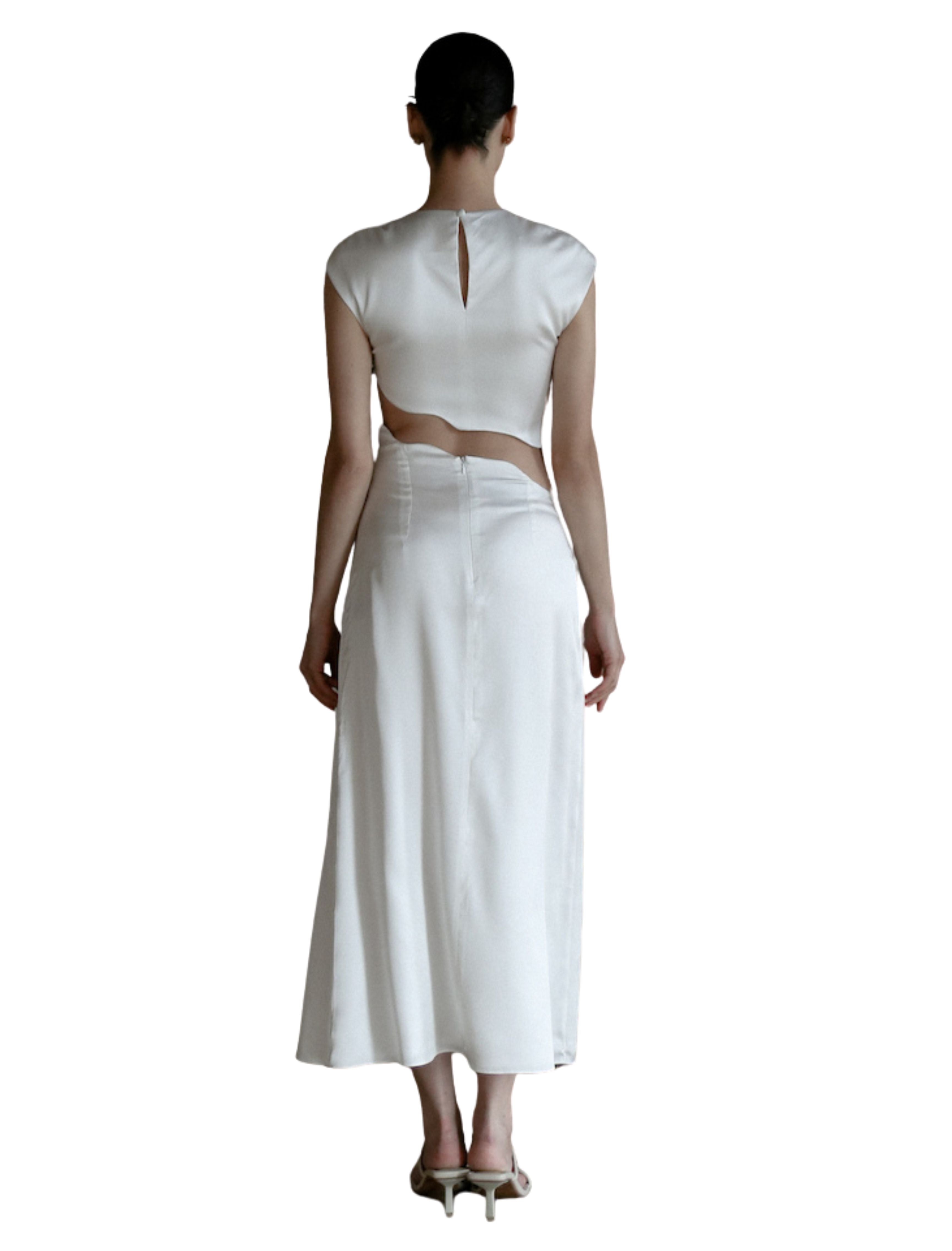 Rhea White Silk Skirt Set