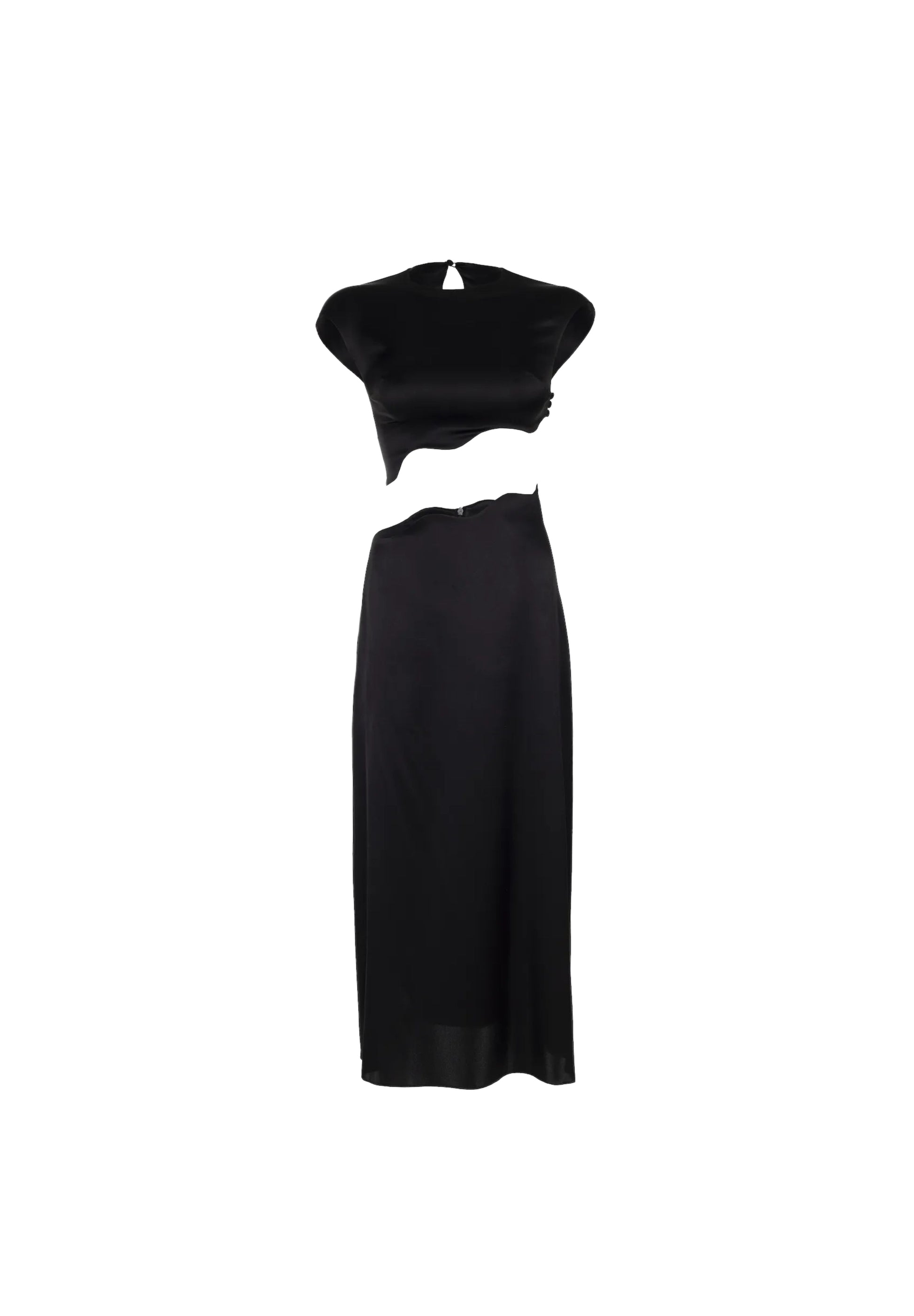 Rhea Black Silk Skirt Set