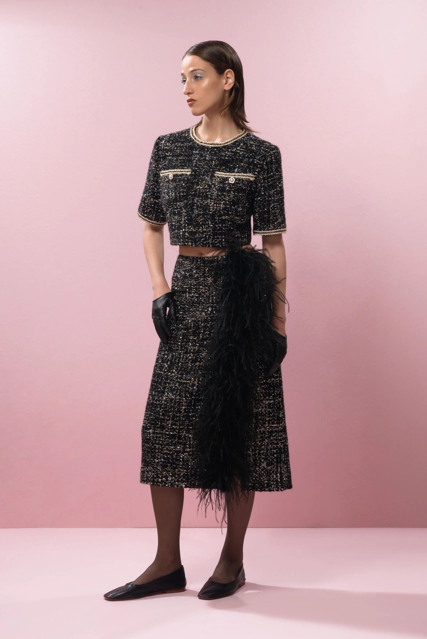 Tweed Boa Skirt