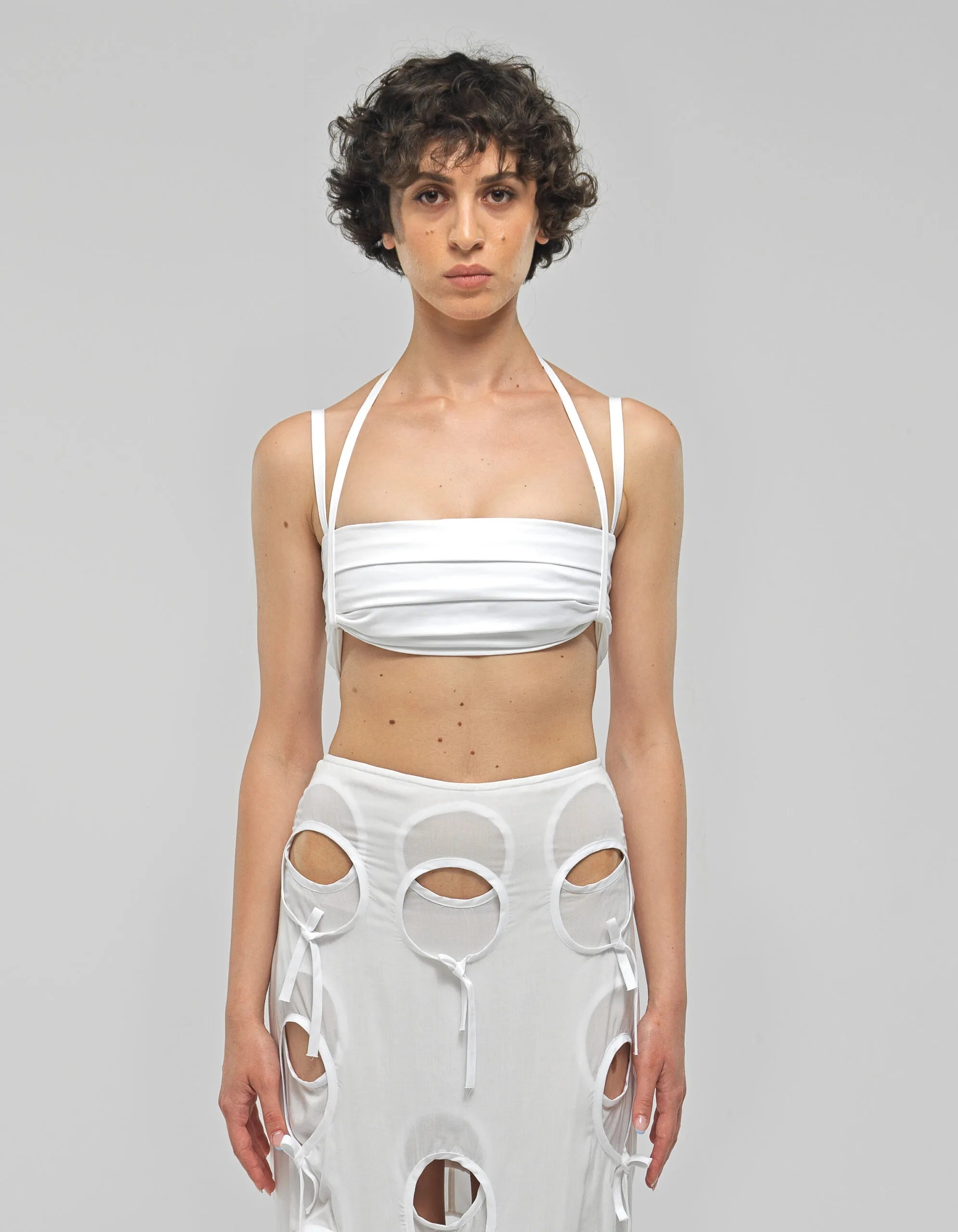 GWEN White Cropped Denim Top