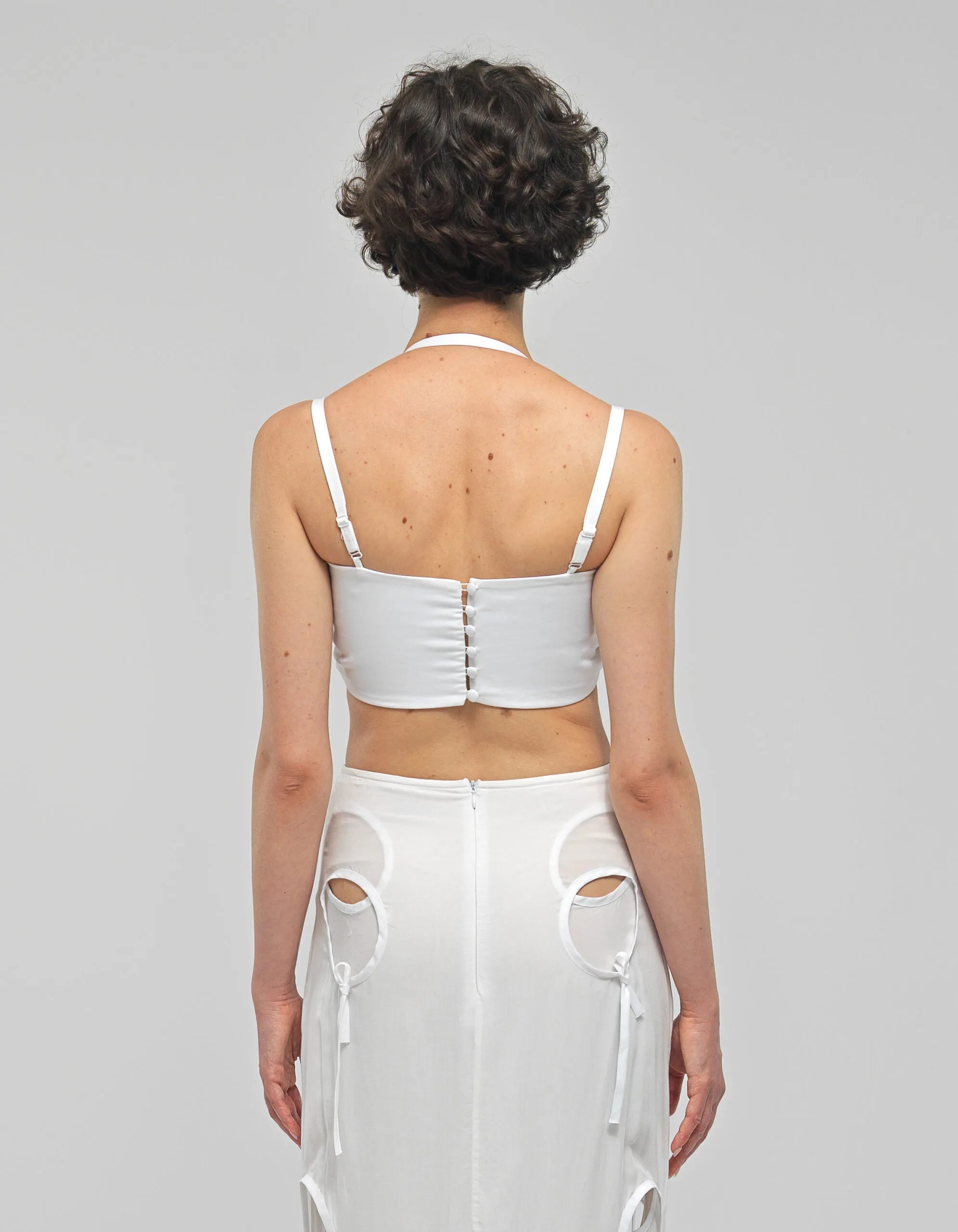 GWEN White Cropped Denim Top