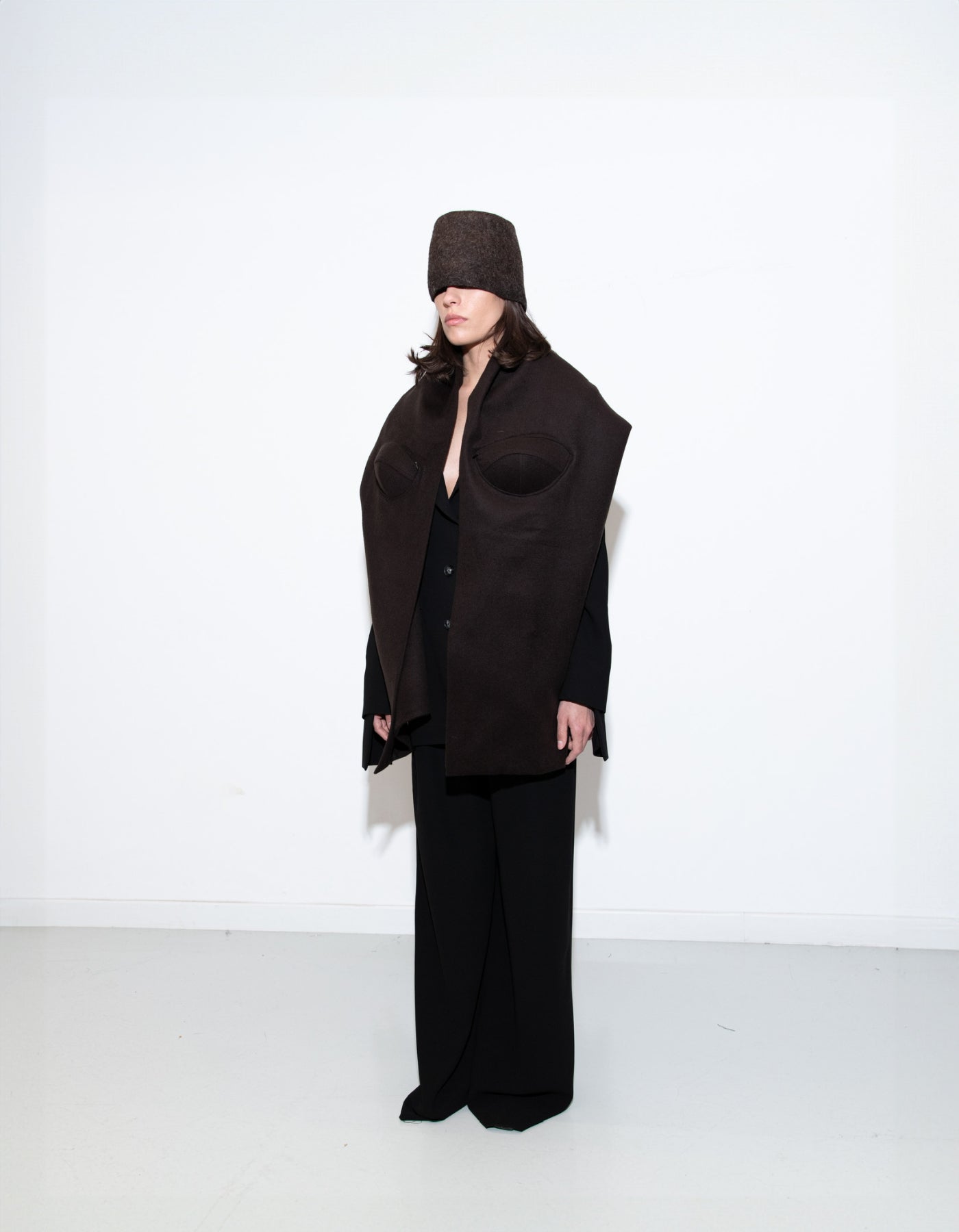 IBE Brown Cashmere Poncho Scarf