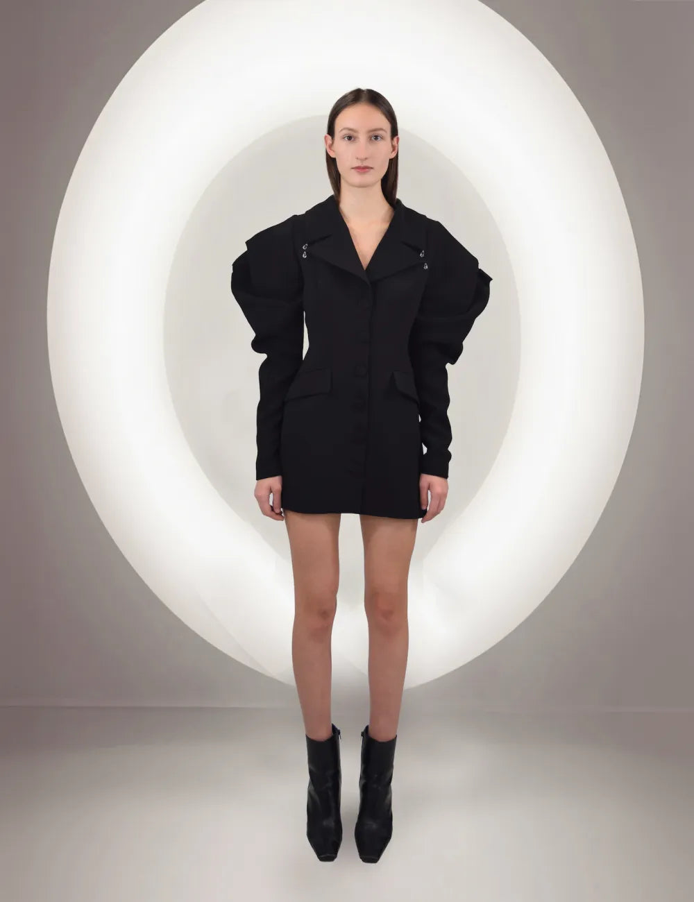 Narte Mini Dress with Puffy Sleeves