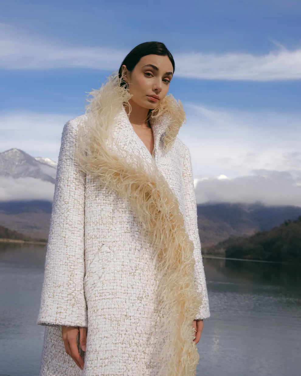 Boa Tweed Coat Beige