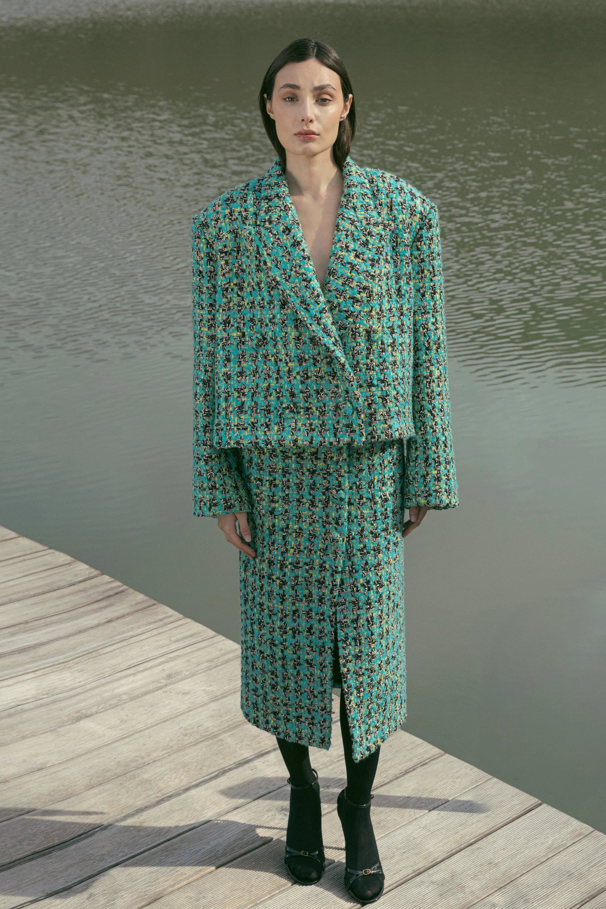 Boa Tweed Skirt Green
