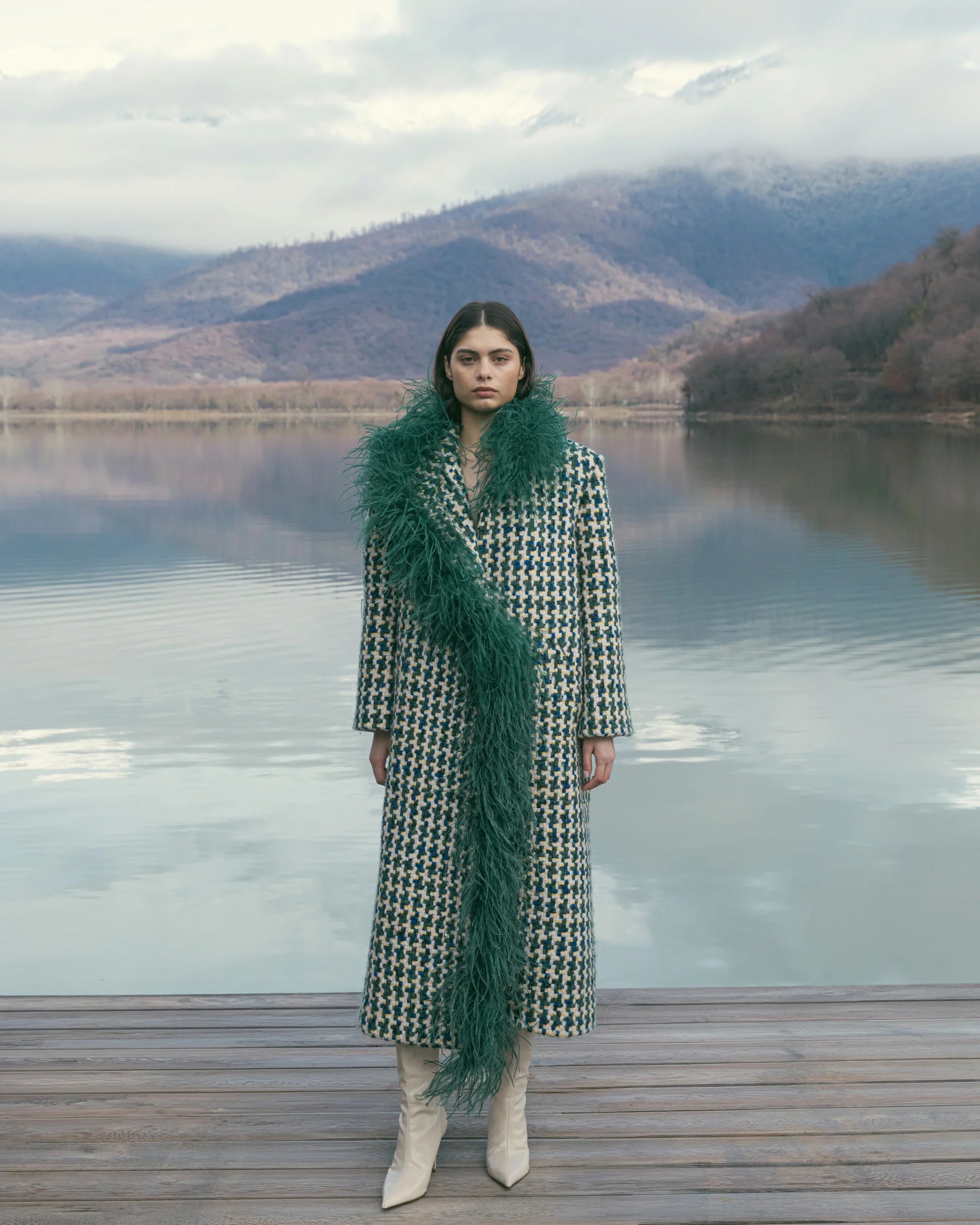 Boa Tweed Coat Green