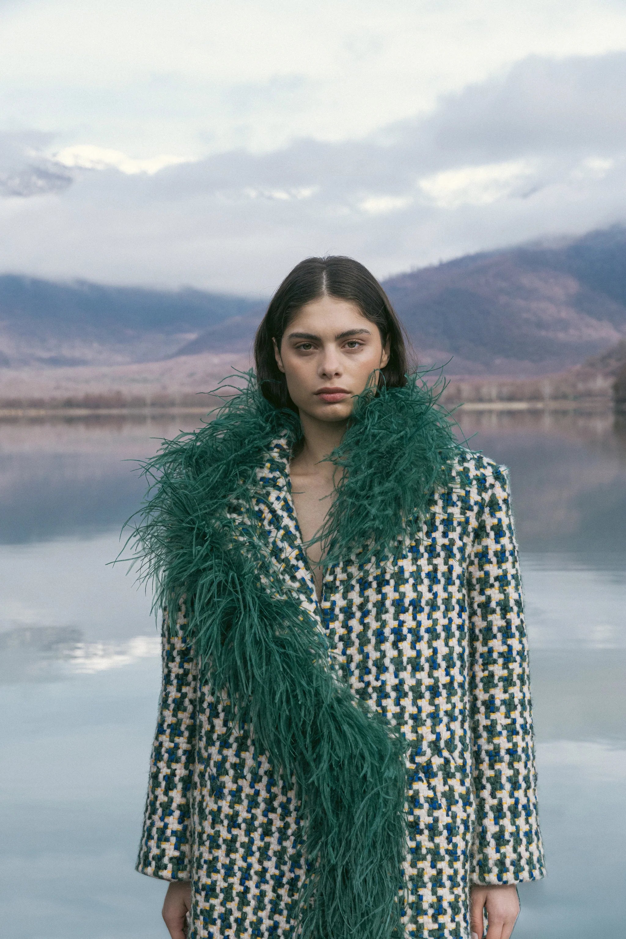 Boa Tweed Coat Green