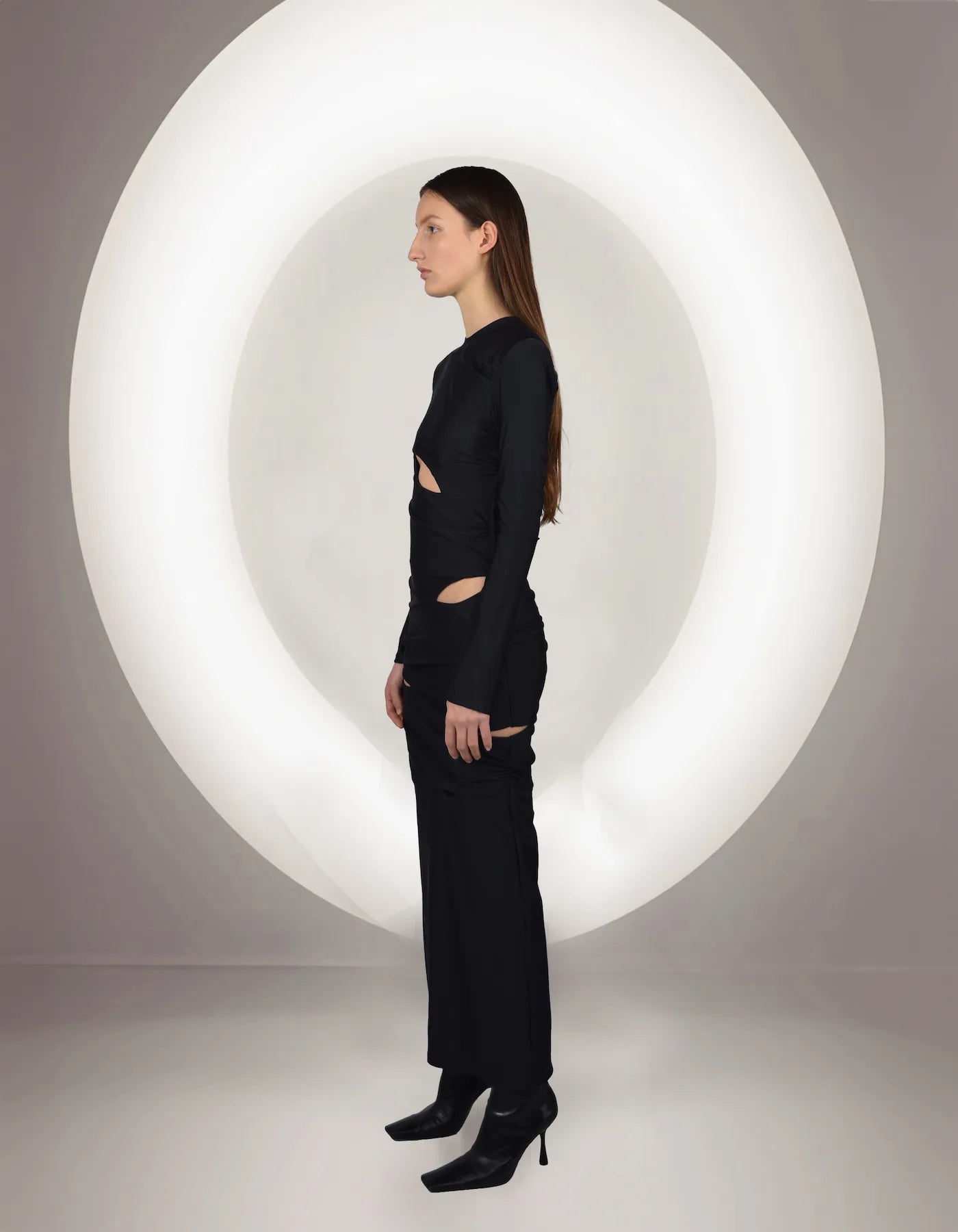 Zelle Black Long Dress with Cut Outs
