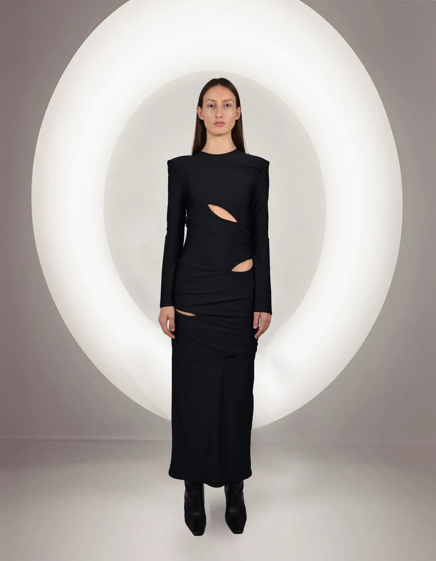 Zelle Black Long Dress with Cut Outs