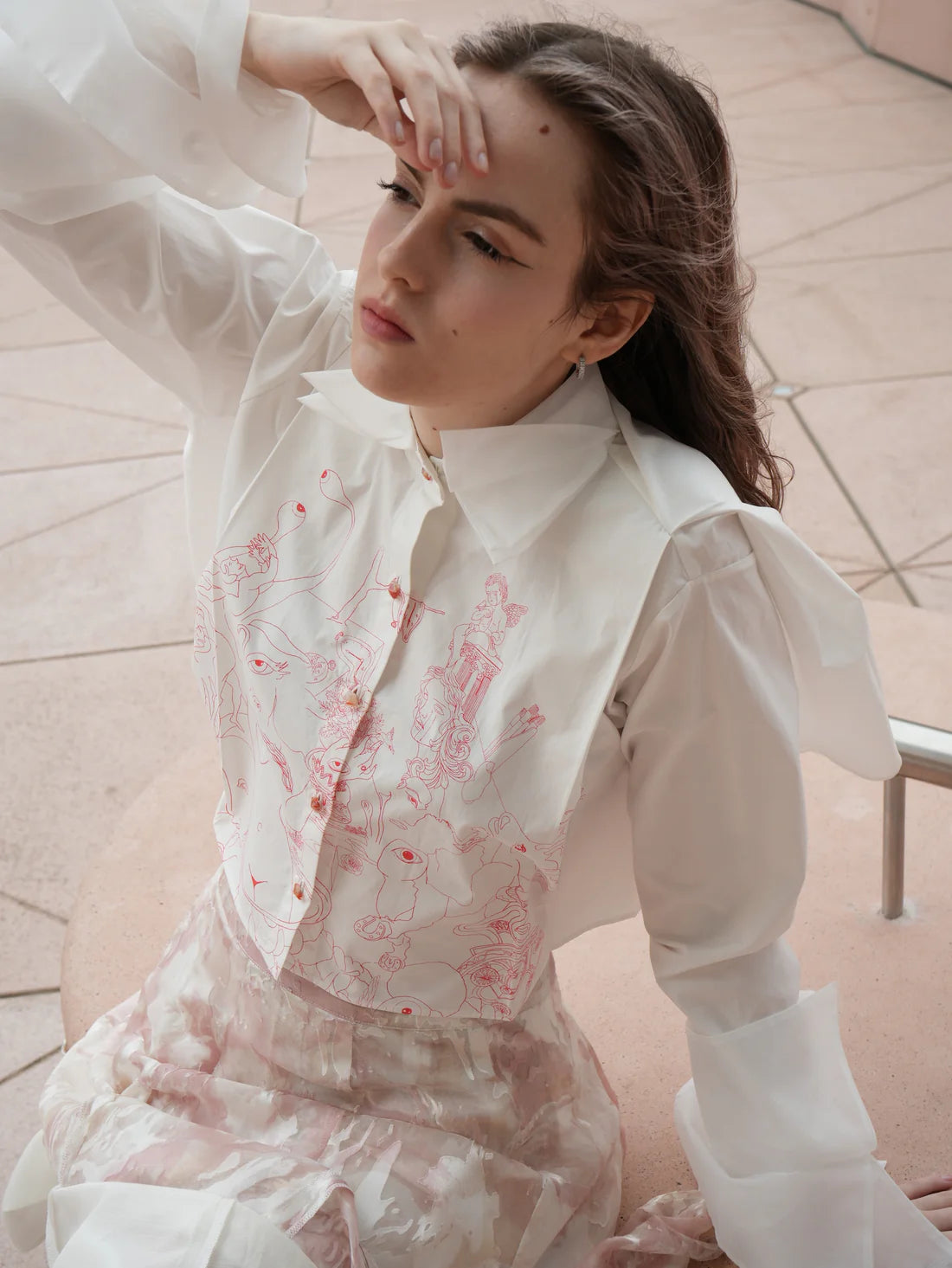 Organza Cropped Shirt - Illustré Edition White Or Black