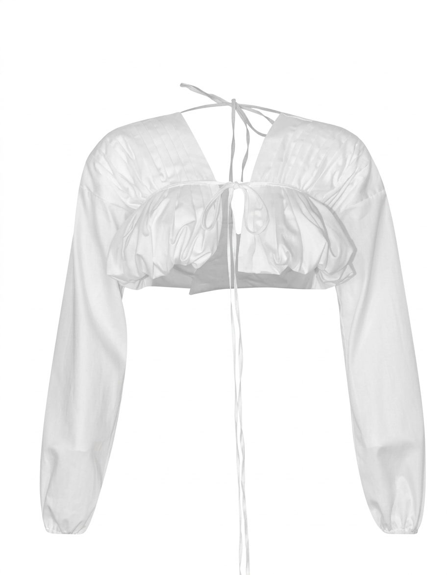 ARLETTE White Long Sleeve Ruched Top