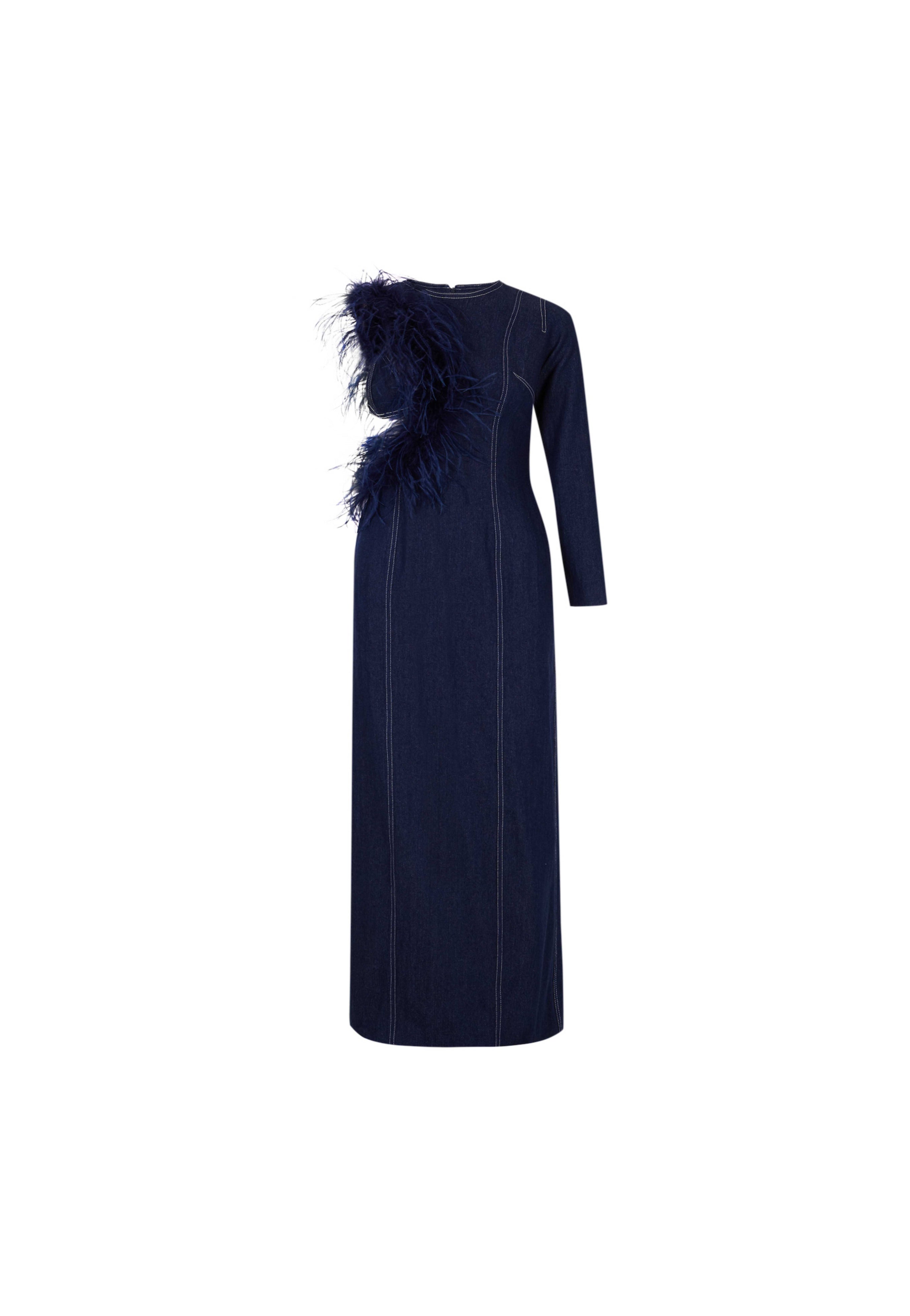 Denim Navy Blue Long Dress