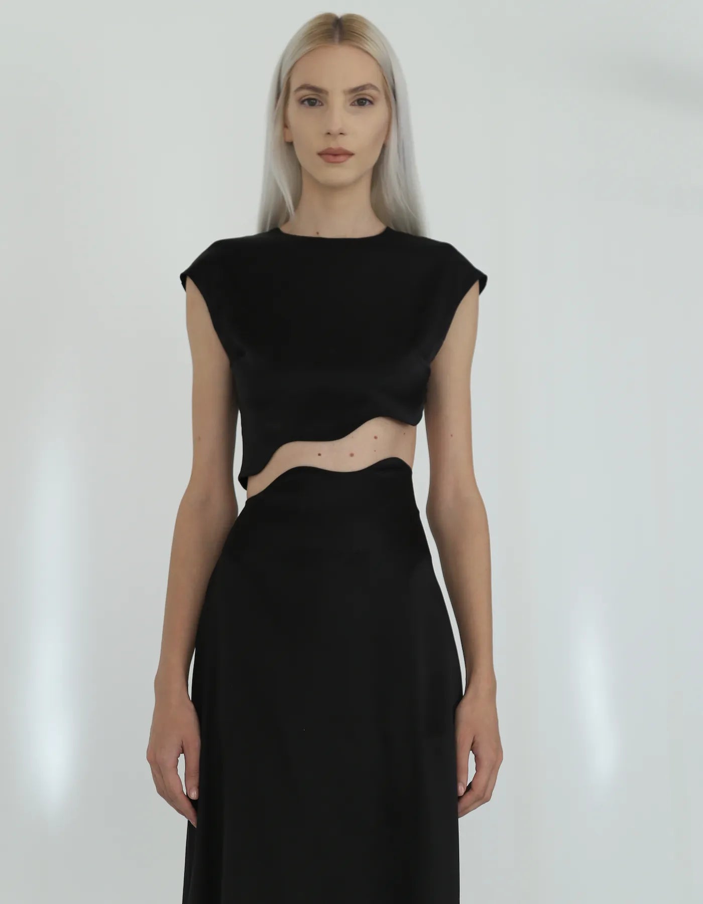 Rhea Black Silk Skirt Set