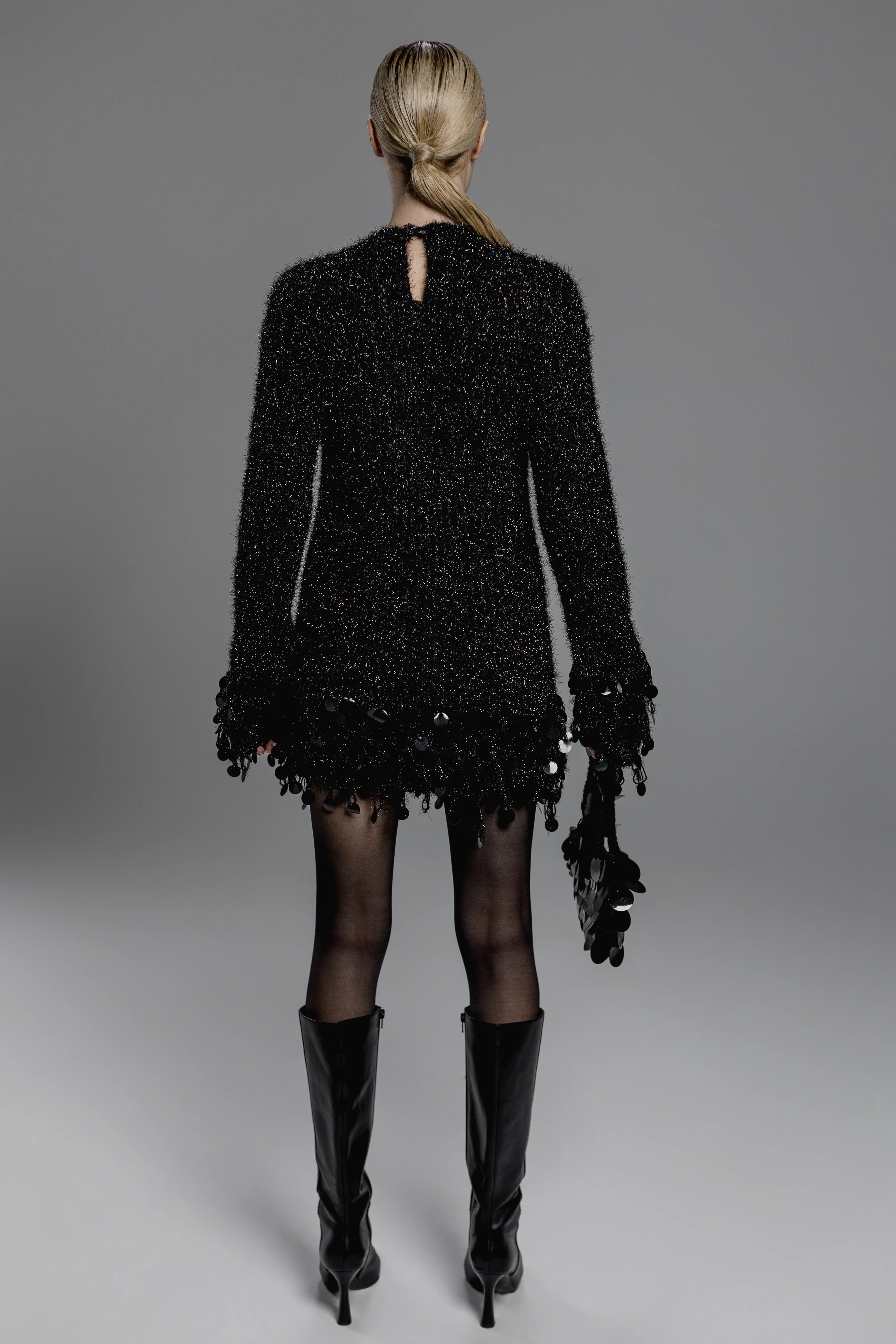 Black Shimmer Mini Dress
